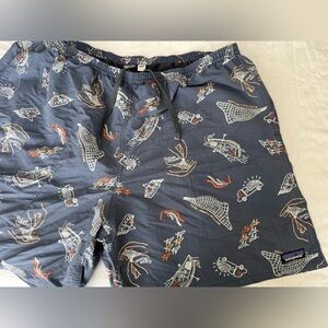 Patagonia navy Blue baggies with ocean shell Design -xxl men’s